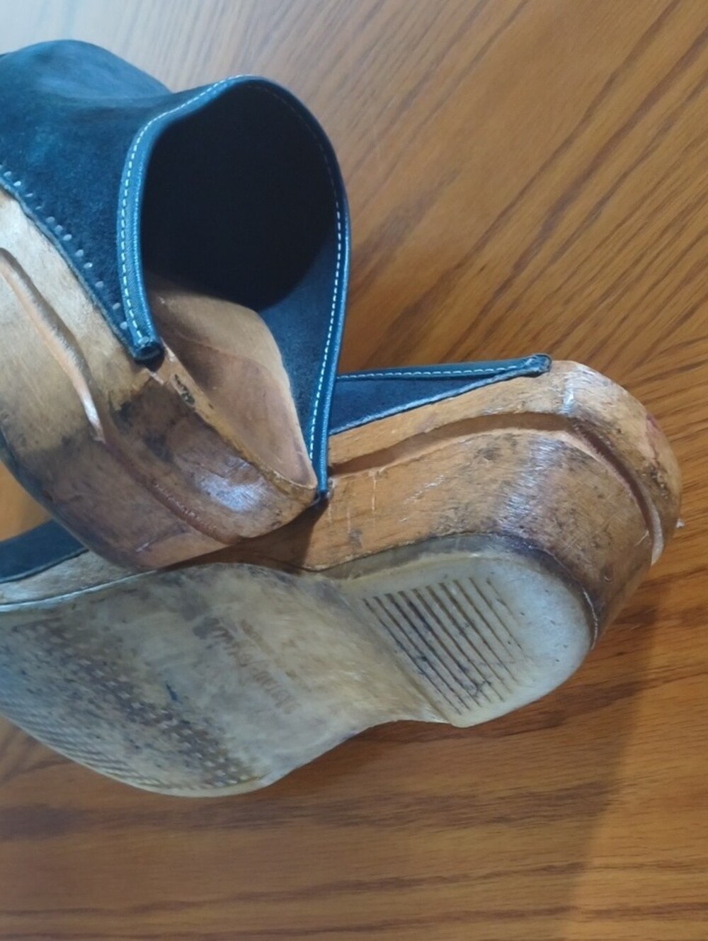 Men's Vintage Navy Suede Clog Mules Sz 44 - Picture 4 of 9